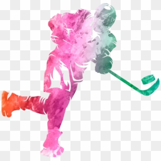 Watercolour Hockey Player Home Wall Sticker - Illustration Clipart