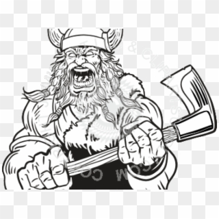Viking Clipart Viking Beard - Viking Holding A Sword And Axe Cartoon - Png Download