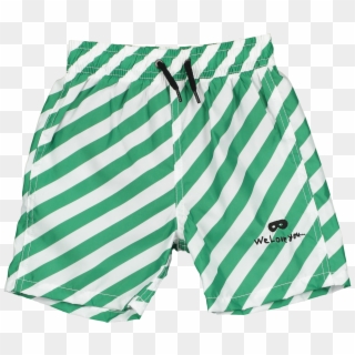 Swim Shorts, Vanilla & Grass Green, Diagonal Stripe - Board Short Clipart