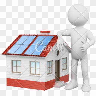 House With Solar Panels - Home 3d White Person Clipart