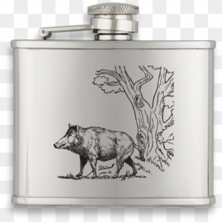 Hip Flask Albainox 4 Oz Wild Boar - Stainless Steel Clipart