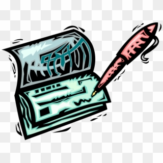 Vector Illustration Of Pen Writing Check Or Cheque Clipart