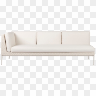 White Rattan 3 Seater Lounge Right Arm - Studio Couch Clipart