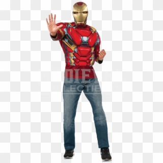 Adult Deluxe Iron Man Costume Top And Mask Set - Iron Man Clipart