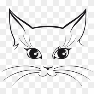 Resultado De Imagen Para Caras Gato Imprimir - Cat Face Clipart Black And White - Png Download