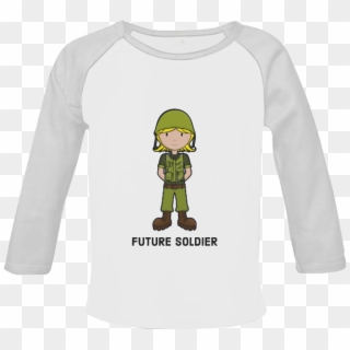 Army Girl Illustration Baby Organic Long Sleeve Shirt - Army Girl Cartoon Clipart