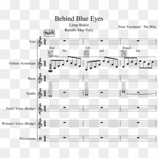 Behind Blue Eyes Slide, Image - Sheet Music Clipart