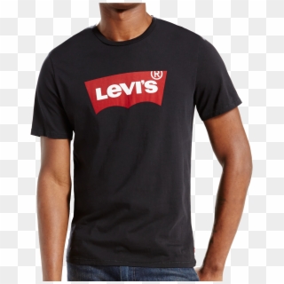 Levis Shirt Schwarz S/s Batwing Frontansicht - Levi's Shirt Png Clipart