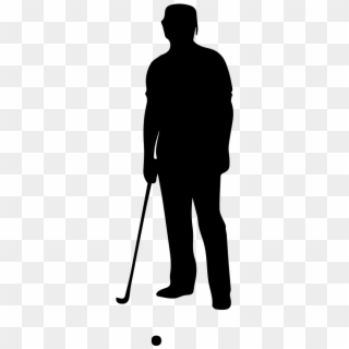 Golfing Clipart Golf Equipment - Golfer Standing Silhouette - Png Download