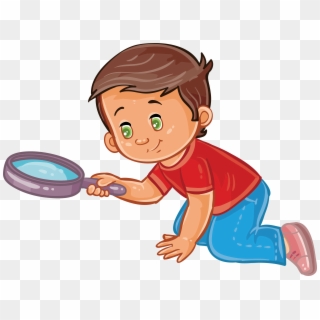 Boy Magnifying Glass Clip Art A With Ⓒ - Boy With Magnifying Glass - Png Download