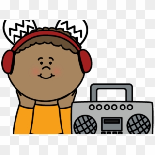 Headphones Clipart Listening Center - Girl Listening To Music Clipart - Png Download