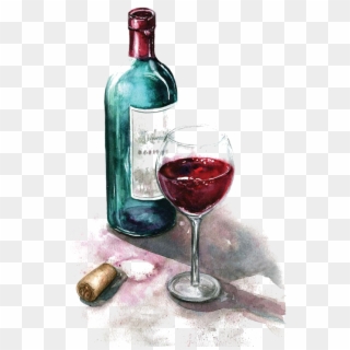 Of Watercolor Glass Painting Red Wine Clipart - Watercolor Paintings Of Wine Bottles - Png Download