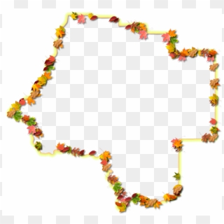 A Yellow And Orange Outline Map Of Levy With Fall Leaves - Floral Design Clipart