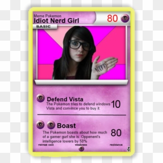 Idiot Nerd Girl - Pokemon Card Meme Girl Clipart