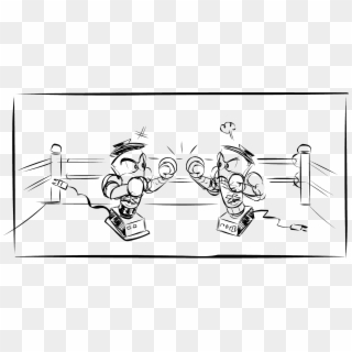 Cartoon Blender Boxing Match - Cartoon Clipart