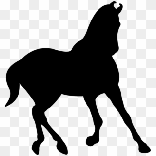 Silhouette Saddle Horse Black Trot - Stallion Clipart