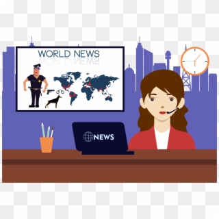 Cartoon News Presenter Illustration - News Anchor Clipart Transparent - Png Download