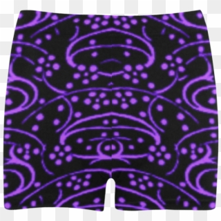 Vintage Swirl Floral Purple Black Briseis Skinny Shorts - Miniskirt Clipart