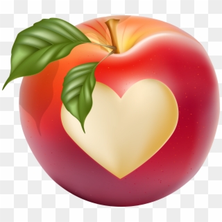 Drawn Apple Transparent - Transparent Apple With Heart Clipart