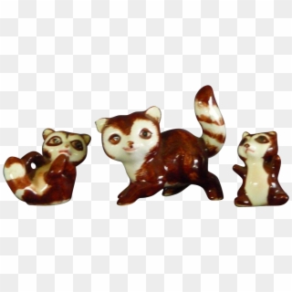 Family Of Ceramic Raccoon Figurines - Black-footed Ferret Clipart