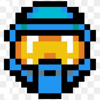 Halo Spartan Mask Blue - Master Chief Helmet Pixel Art Clipart
