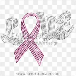 Love Pink Ribbon Breast Cancer Awareness Hotfix Rhinestone - Heart Clipart