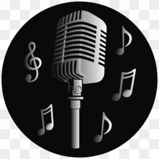 Microphone Logo Music Sound Recording And Reproduction - Microfone Com Notas Musicais Png Clipart