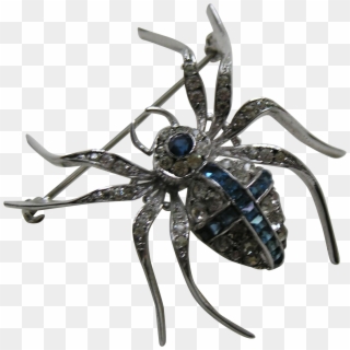 Art Deco Knoll Pregizer Sapphire Paste Spider Sterling - Araneus Clipart