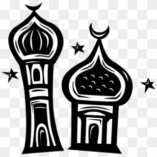 Vector Illustration Of Islamic Mosque Minaret With - Islamic Art Vectors Png Clipart
