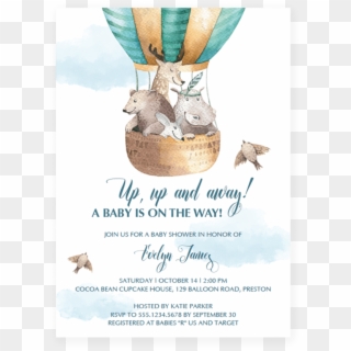 Up And Away Invitation Template Hot Boy - Hot Air Balloon Baby Shower Invitation Template Clipart