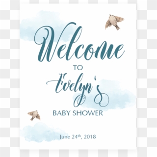 Printable Baby Shower Welcome Sign With Blue Watercolor - Calligraphy Clipart