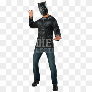 Adult Black Panther Costume Top And Mask Set - Black Panther Costume Adult Clipart