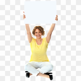 Women Holding Banner Royalty-free Png Photo - Sitting Clipart