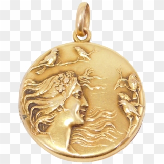 Ornate Art Nouveau 10k Gold Repousse Locket C - Locket Clipart