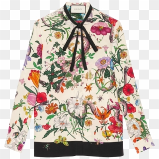 Gucci Flora Snake Print Silk Shirt - Floral Gucci 2016 Shirt Clipart