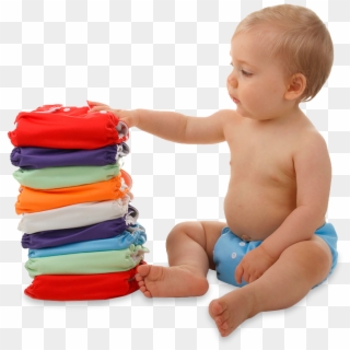 Baby With Diapers - Baby In Cloth Diaper Clipart