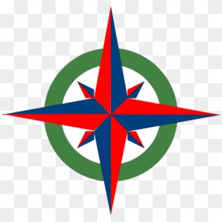 Compass Rose Red Blue Green Clip Art - Compass Rose Images Color - Png Download