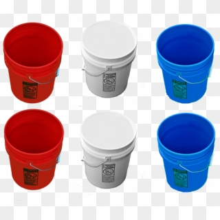 5 Gallon Buckets Six 6 Pack Plastic Red White Blue - Plastic Clipart