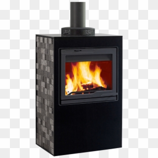 Black Glass Fireplace Surround And Lavastone Side Panels - Wood-burning Stove Clipart