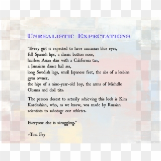 Unrealistic Expectations Of Women, Quote By Tina Fey - Unreasonable Expectations Quotes Clipart