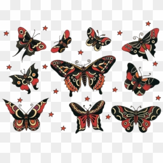 Image Result For Old School Butterfly Design - Old School Traditional Moth Tattoo Clipart