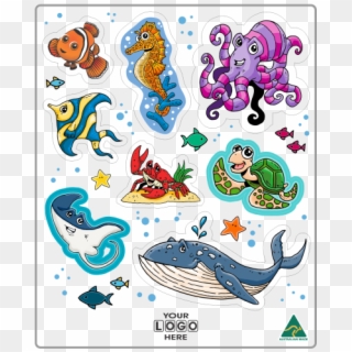 18 30 0001 Sea Life Sticker Set - Cartoon Clipart