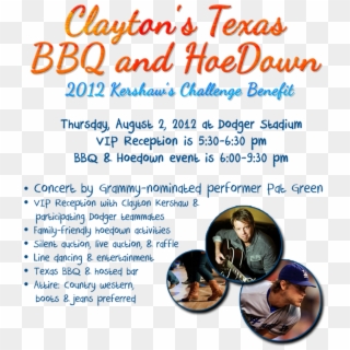 Clayton Kershaw Will Host Clayton's Texas Bbq And Hoedown - Poster Clipart