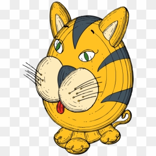 Illustration Of A Cartoon Tiger - Cat Clipart