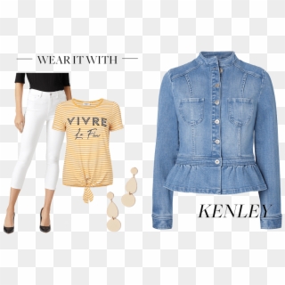 Kenley Denim Jacket, Mary Tie Front Tee, Kia Mid Waisted - Pattern Clipart