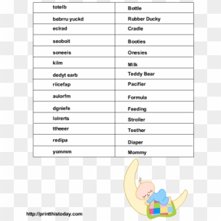 Click Here To Download The Solution To This Game Baby - Baby Shower Games Unscramble Answers Clipart