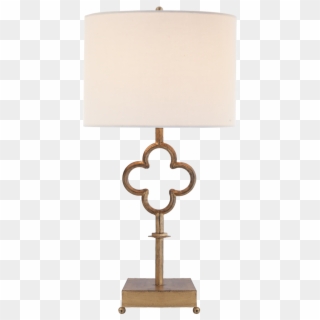 Quatrefoil Table Lamp In Gilded Iron With Linen - Lampshade Clipart