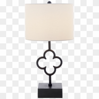 Quatrefoil Accent Lamp In Aged Iron With Linen Shade - Lampshade Clipart