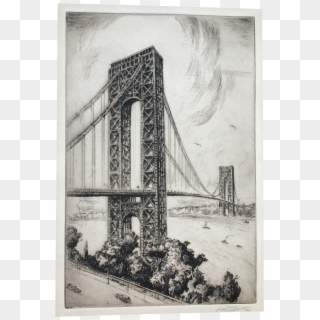 Etching Drawing Print - Mid Hudson Bridge Sketch Clipart