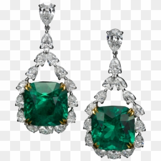 Earrings With 37ct Colombian Emeralds And 11ct Diamonds - Earrings Clipart